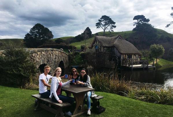 Everyone having fun at hobbiton