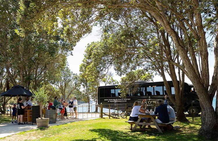 Wine tasting at seaside winery at the very Eastern End of Waiheke Island 