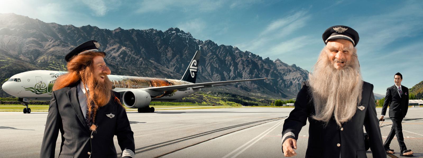 Pilots leaving aircraft after landing in New Zealand