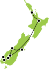 12 Day Christchurch to Auckland Map