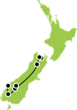 South Island Fly Fishing Tour Small Map