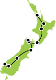 14 Day Privately Guided Kiwi Tour Small Map