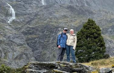 Amanda and Nick Ducey enjoy a scenic helicopter trip to Milford Sound