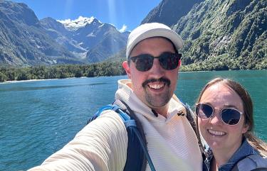 New Zealand honeymooners at Milford Sound