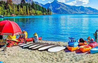 Beach scene on Lake Wakatipu Queenstown.