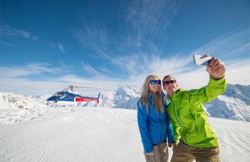 Mt Cook and the Glaciers heli flight with snow landing.