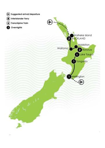 Tour Map: 8 Day Premium NZ North Island Maps